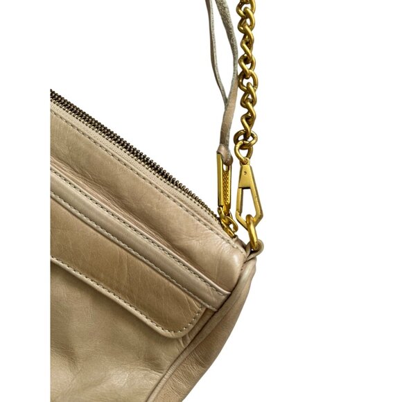 REBECCA MINKOFF Tan Gold Leather MAC Crossbody Bag - Picture 12 of 14
